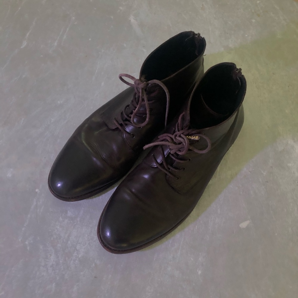 Allsaints Brown Leather Snare Boot.